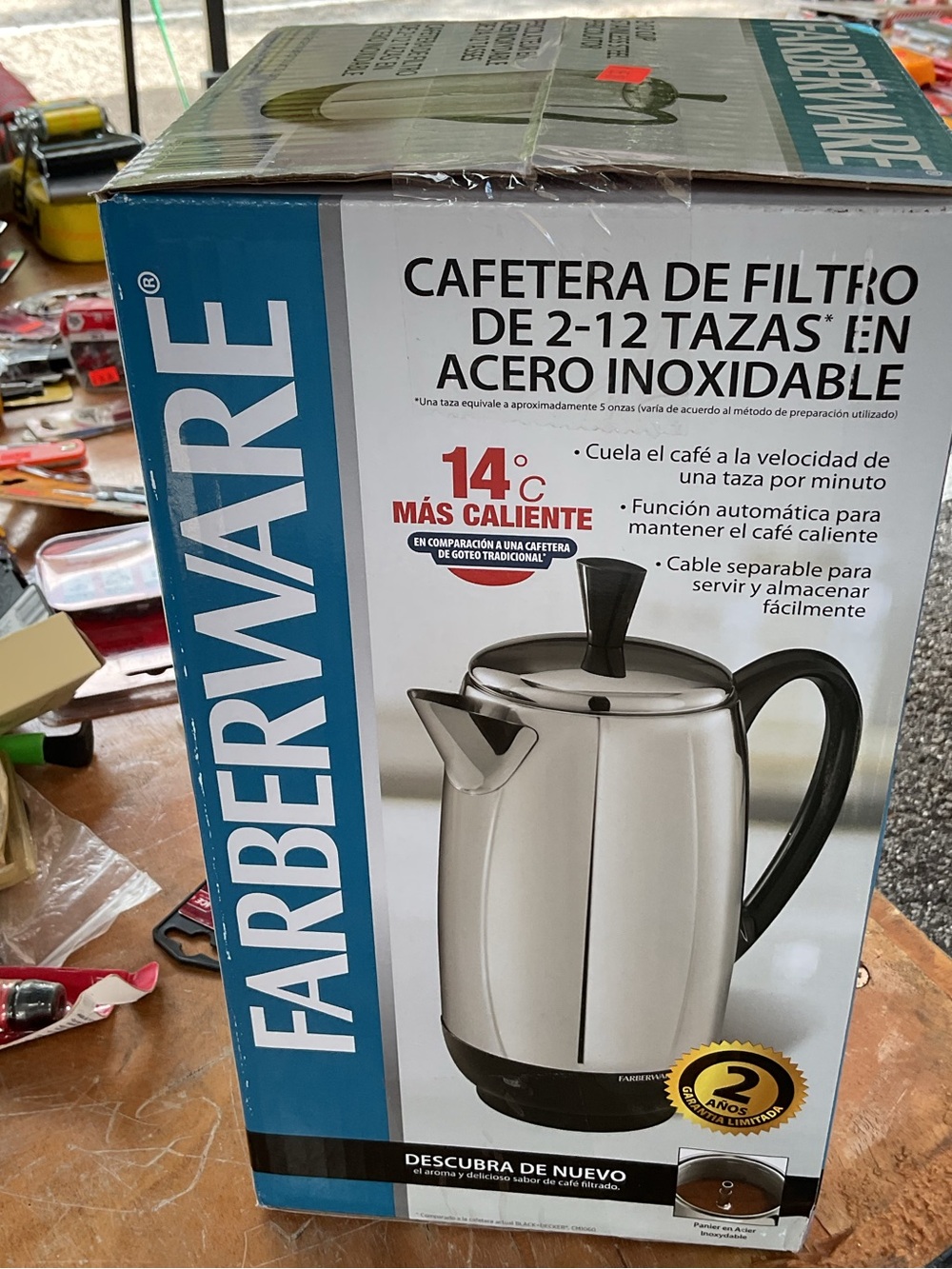 Farberware Stainless Steel Percolator Coffee Maker - Silver/Black (2-12 Cup) - Picture 2 of 3